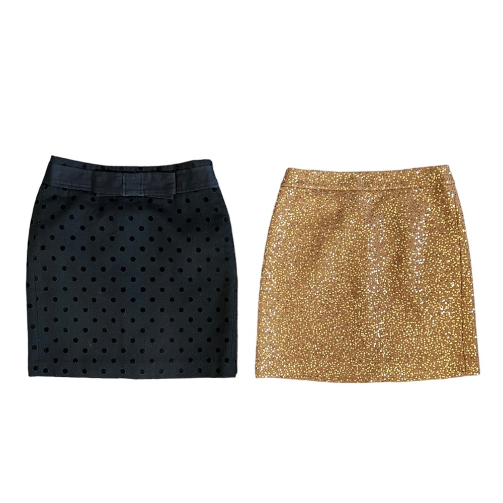 LOFT Two Pieces Polka Dot Sequined Cute Mini Short Casual Dressy Skirts EUC 0